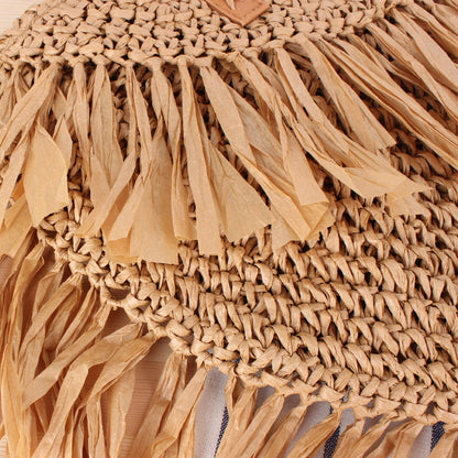 Semicircle Tassel Shoulder Straw Bag Panicle Paper Woven Bag