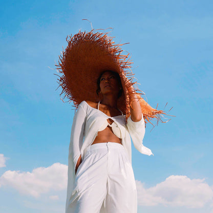 Woven Straw Hat in Burnt Caramel