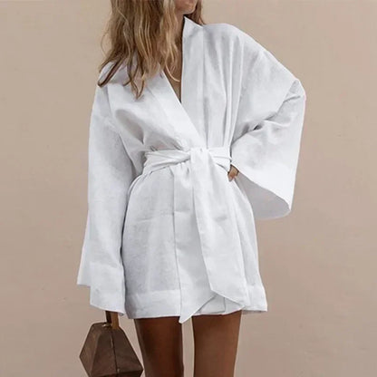 Women's V-Neck Kimono Cardigan Mini Dress