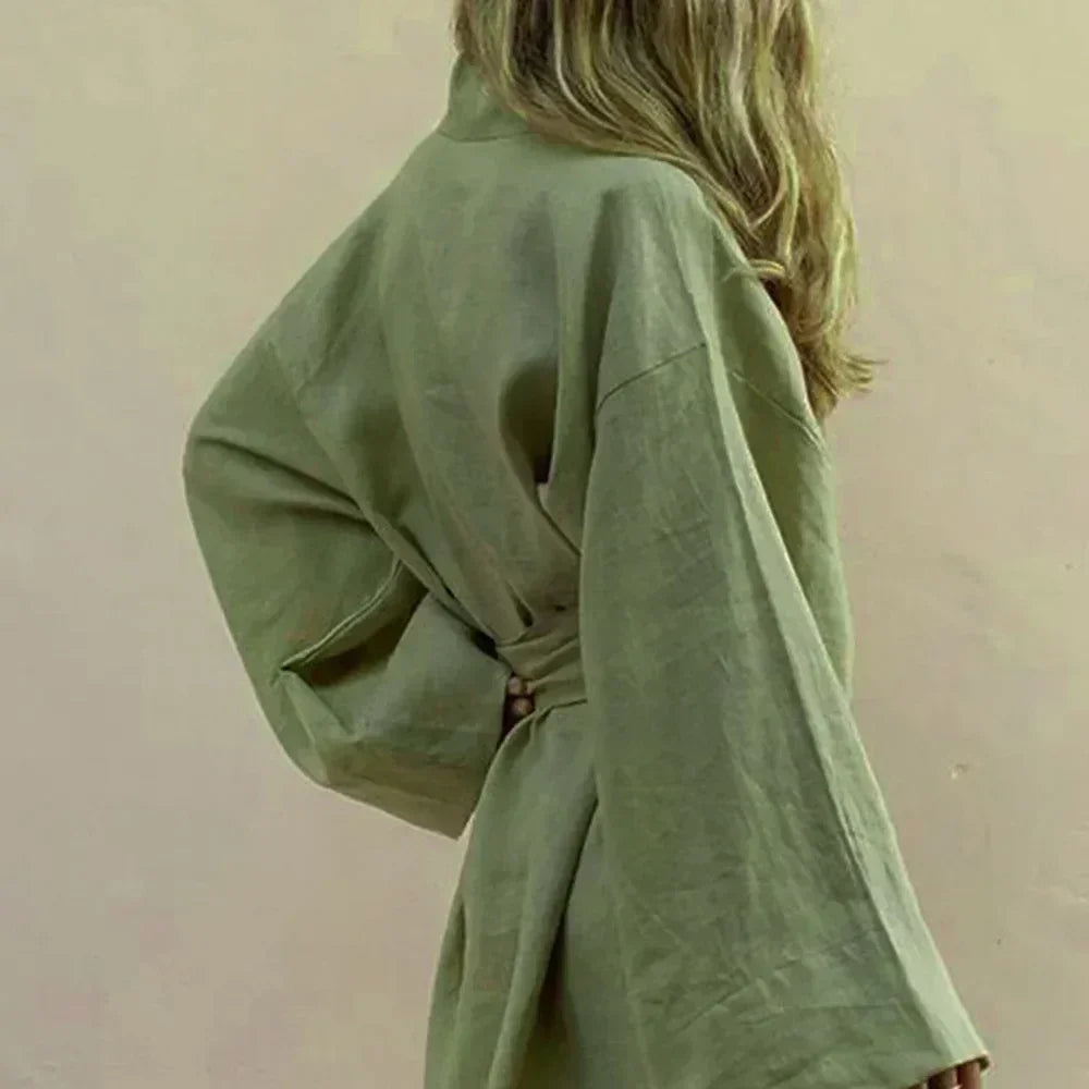 Women's V-Neck Kimono Cardigan Mini Dress
