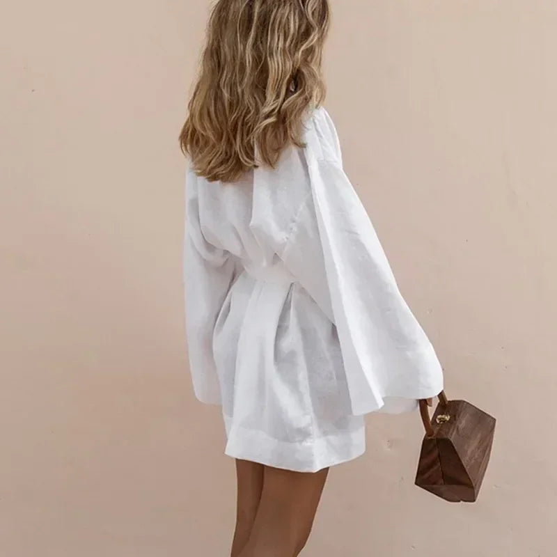 Women's V-Neck Kimono Cardigan Mini Dress