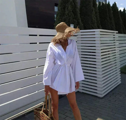 Women's V-Neck Kimono Cardigan Mini Dress