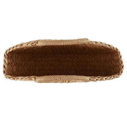 Wicker Straw Half Round Bag