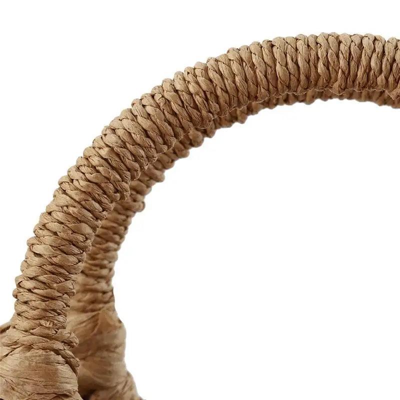 Wicker Straw Half Round Bag
