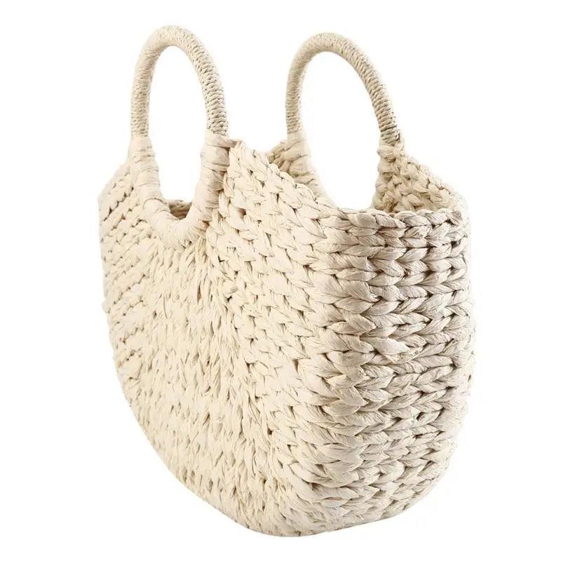 Wicker Straw Half Round Bag