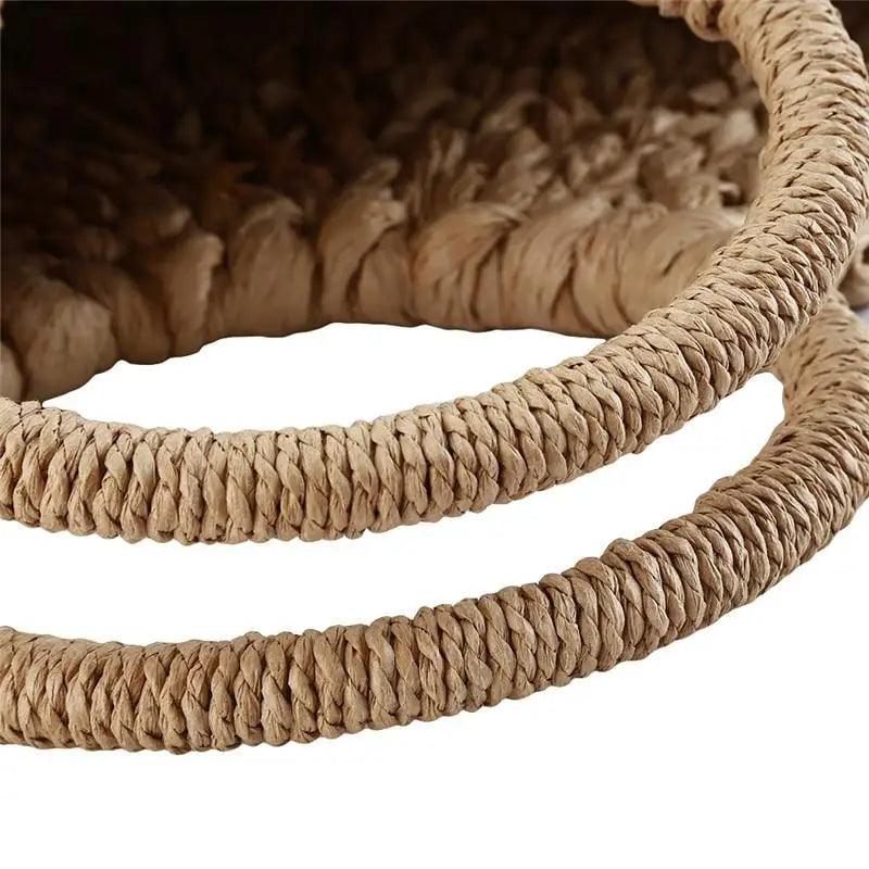 Wicker Straw Half Round Bag
